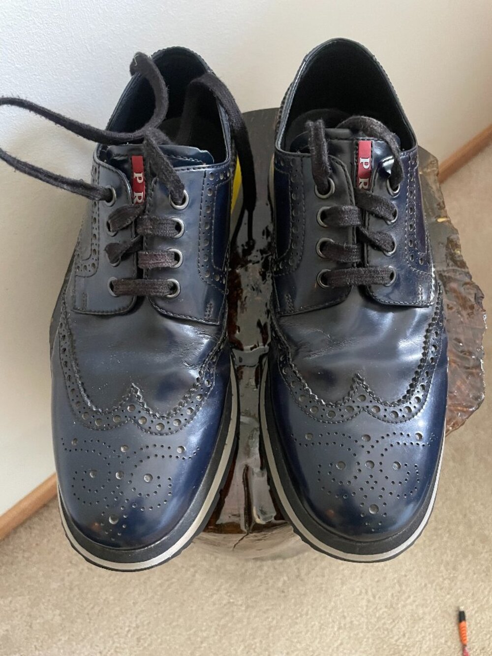 Men's Navy Blue Prada Derby Shoes